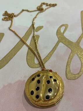 Gold Ladybug Pendant Necklace with Black Spots